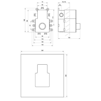 Ravak R-box Vertical potinkinė dėžutė vonios/dušo maišytuvui