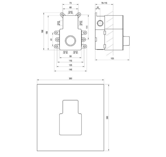 Ravak R-box Vertical potinkinė dėžutė vonios/dušo maišytuvui