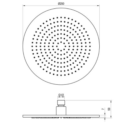 Ravak apvali dušo galva, 250 mm, pasirinkite spalvą