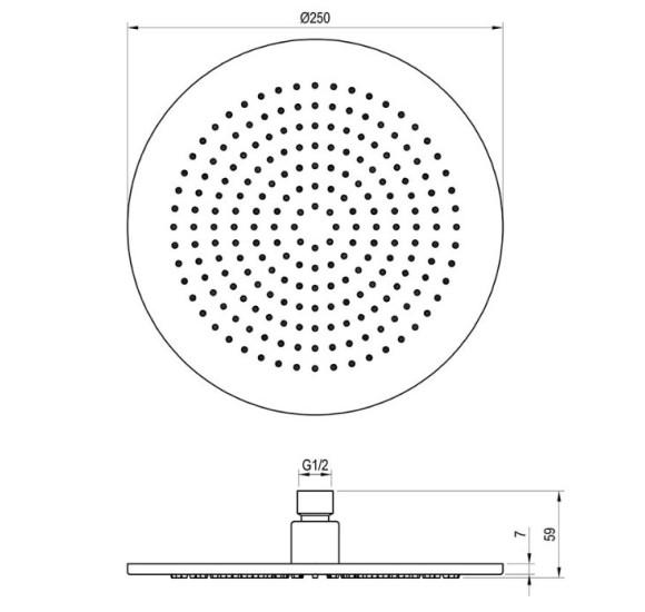 Ravak apvali dušo galva, 250 mm, pasirinkite spalvą