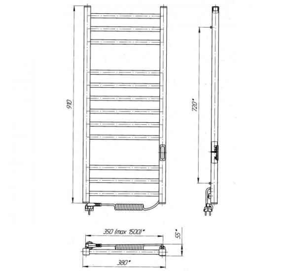 Elektrinis rankšluosčių džiovintuvas Imidz,  pasirinkite spalvą 380x910