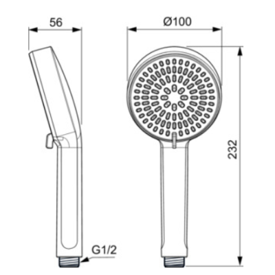 Ideal Standard Idealrain Alu+ rankinis dušas 100 mm, dvi funkcijos, chromas
