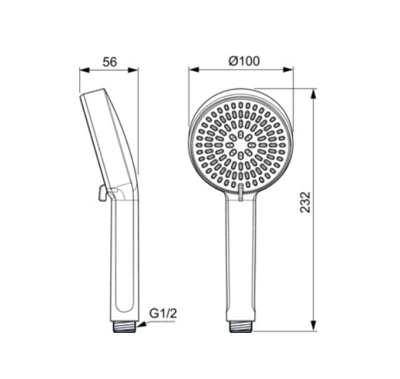 Ideal Standard Idealrain Alu+ rankinis dušas 100 mm, dvi funkcijos, chromas