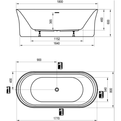 Ravak Ypsilon 180x80 cm, laisvai pastatoma vonia, akrilinė