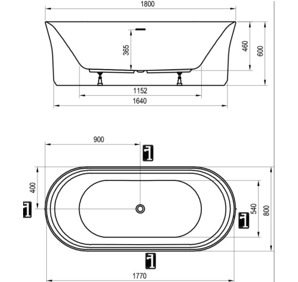 Ravak Ypsilon 180x80 cm, laisvai pastatoma vonia, akrilinė