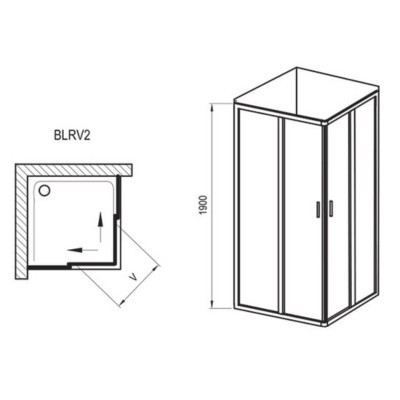 Keturkampė dušo kabina Ravak BLRV2 - 90x90