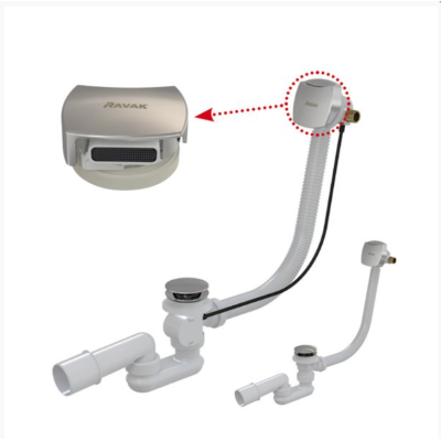 Ravak 570 II, vonios sifonas, užpildantis vandeniu, click - clack, chromas