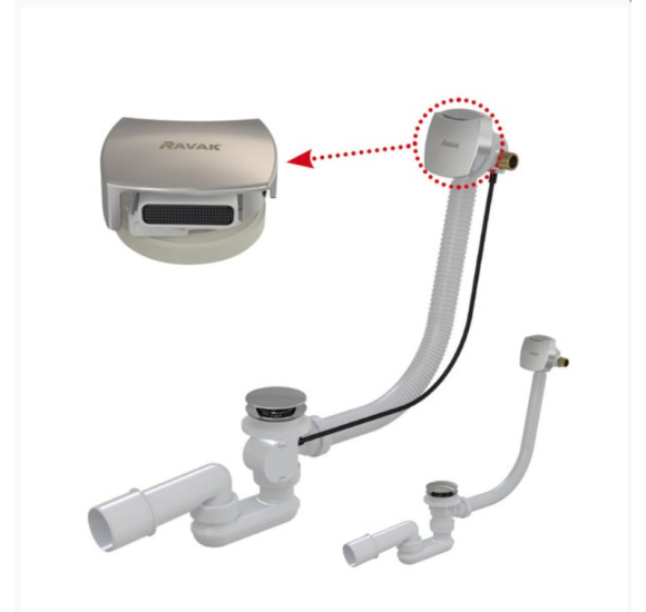 Ravak 570 II, vonios sifonas, užpildantis vandeniu, click - clack, chromas