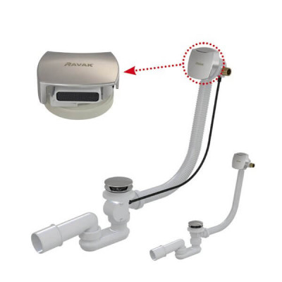 Ravak 800 II, vonios sifonas, užpildantis vandeniu, click - clack, chromas