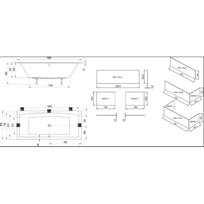 Ravak Formy Slim 02 180x80 cm, stačiakampė vonia, akrilas