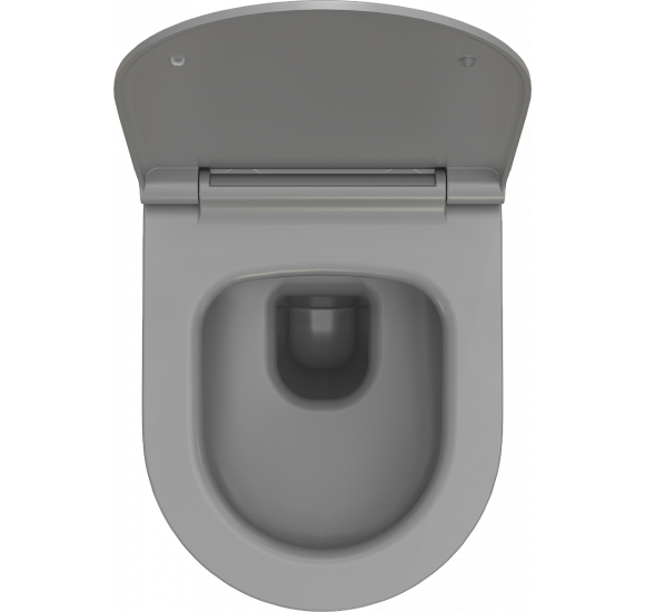 Bocchi V-Tondo pakabinamas klozetas "Rimless" su švelniai nusileidžiančiu dangčiu, pilkos matinės spalvos