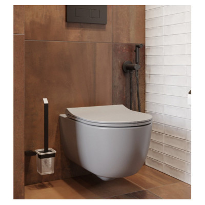 Bocchi V-Tondo pakabinamas klozetas "Rimless" su švelniai nusileidžiančiu dangčiu, pilkos matinės spalvos