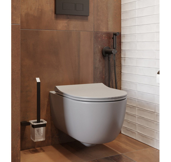 Bocchi V-Tondo pakabinamas klozetas "Rimless" su švelniai nusileidžiančiu dangčiu, pilkos matinės spalvos