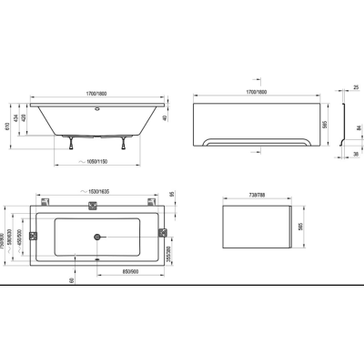 Ravak Formy 01180x80 cm, stačiakampė vonia, akrilas