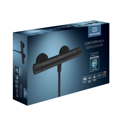 Ideal Standard ALU+ termostatinis dušo maišytuvas, matinė juoda