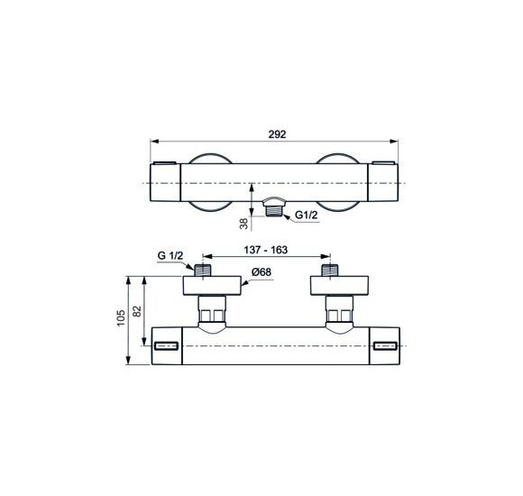 Ideal Standard ALU+ termostatinis dušo maišytuvas, matinė juoda