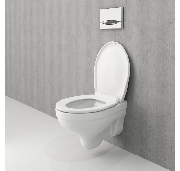 KOMPLEKTAS 3in1 - Bocchi Taormina Pro pakabinamas klozetas su Ideal Standard WC rėmu ir baltu mygtuku