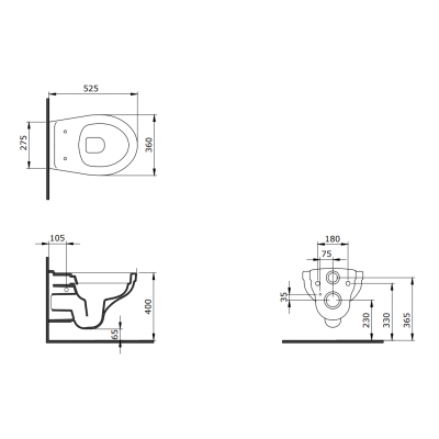 KOMPLEKTAS 3in1 - Bocchi Taormina Pro pakabinamas klozetas su Ideal Standard WC rėmu ir baltu mygtuku