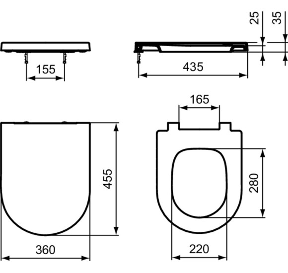 KOMPLEKTAS 3in1 - Ideal Standard Blend Curve pakabinamas klozetas su TECEprofil WC rėmu ir juodu matiniu mygtuku