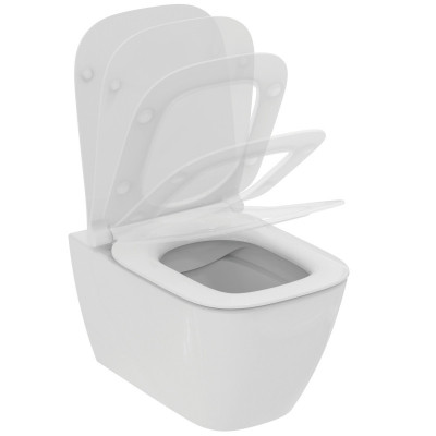 KOMPLEKTAS 3in1 - Ideal Standard i.life B pakabinamas unitazas "Rimless" su su TECEprofil WC rėmu ir chromo spalvos mygtuku