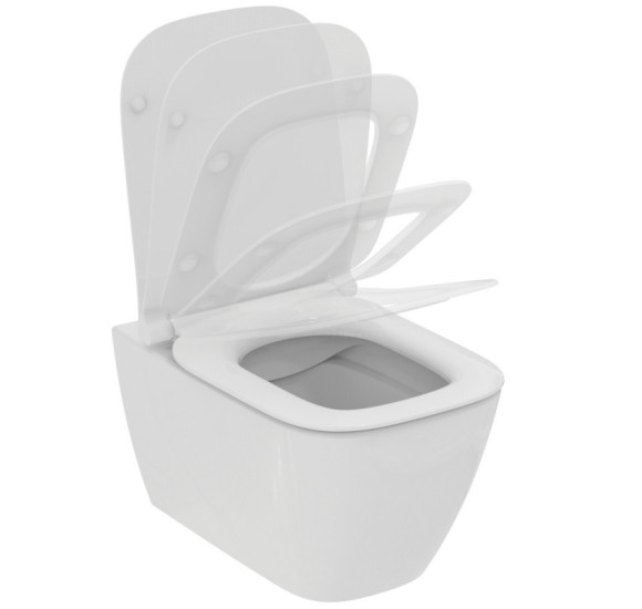 KOMPLEKTAS 3in1 - Ideal Standard i.life B pakabinamas unitazas "Rimless" su su TECEprofil WC rėmu ir chromo spalvos mygtuku