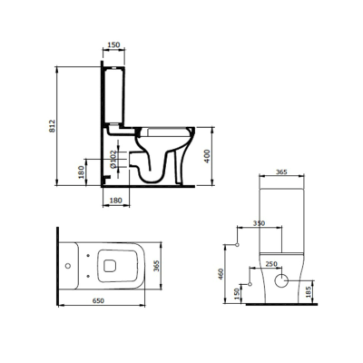 KOMPLEKTAS 3in1 - Bocchi Venezia Rimless pastatomo klozeto puodas su vandens nuleidimo bakeliu ir Soft-Close dangčiu
