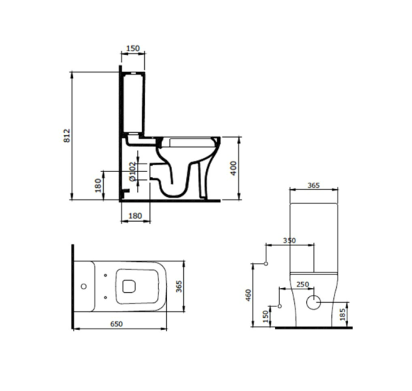 KOMPLEKTAS 3in1 - Bocchi Venezia Rimless pastatomo klozeto puodas su vandens nuleidimo bakeliu ir Soft-Close dangčiu