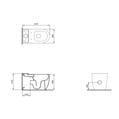 KOMPLEKTAS 3in1 - Bocchi Venezia Rimless pastatomo klozeto puodas su vandens nuleidimo bakeliu ir Soft-Close dangčiu