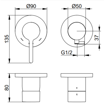 Keuco Edition 400 potinkinis dušo maišytuvas, dviejų krypčių, su dušo žarnos išvestimi, pasirinkite spalvą