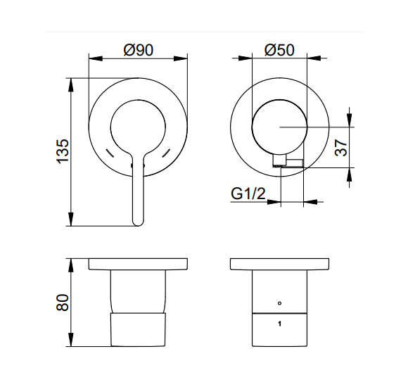 Keuco Edition 400 potinkinis dušo maišytuvas, dviejų krypčių, su dušo žarnos išvestimi, pasirinkite spalvą