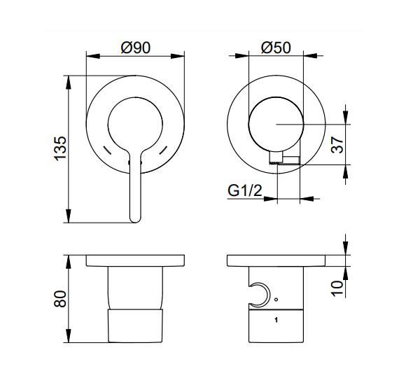 Keuco Edition 400 potinkinis dušo maišytuvas, dviejų krypčių, su dušo žarnos išvestimi ir laikikliu, pasirinkite spalvą