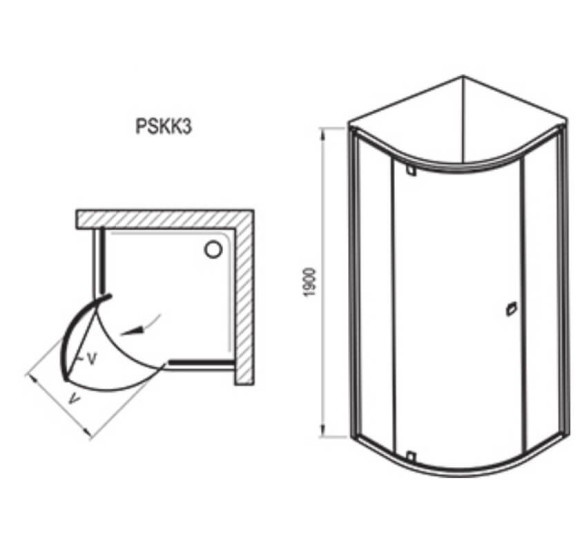 Dušo kabina Ravak PSKK3 - 100 cm
