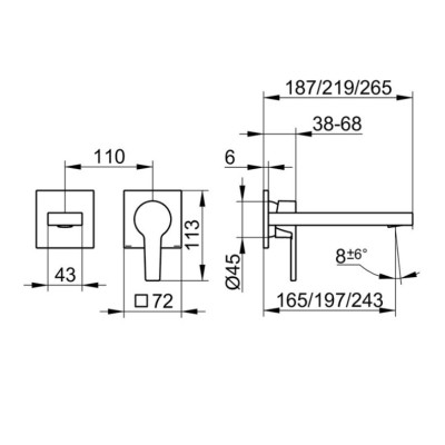 Keuco Edition 11 sieninis praustuvo maišytuvas 265 mm, pasirinkite spalvą