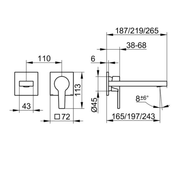 Keuco Edition 11 sieninis praustuvo maišytuvas 265 mm, pasirinkite spalvą