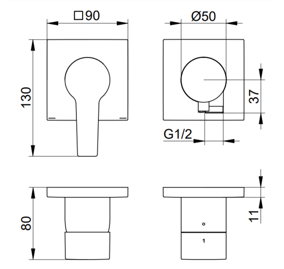 Keuco Edition 11 potinkinis dušo maišytuvas, dviejų krypčių, su dušo žarnos išvestimi, pasirinkite spalvą