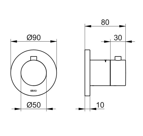 KEUCO IXMO Termostatinė, potinkinė dušo sistema, chromo spalvos