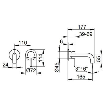 Keuco Plan Blue sieninis praustuvo maišytuvas 165 mm, pasirinkite spalvą