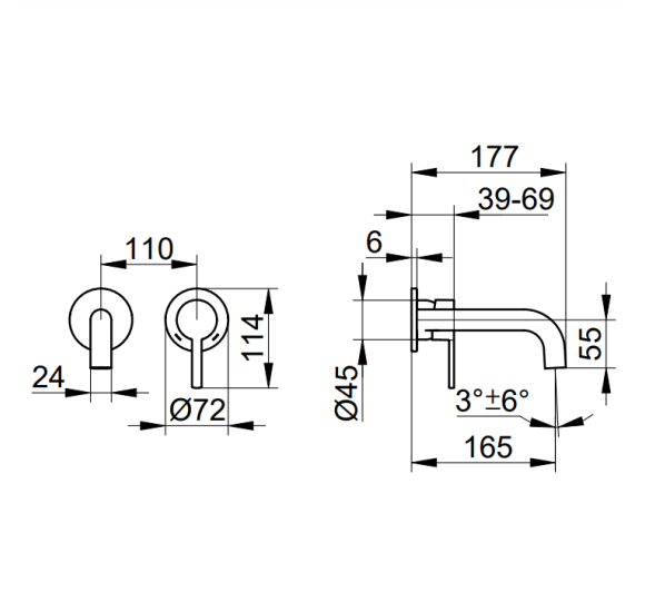 Keuco Plan Blue sieninis praustuvo maišytuvas 165 mm, pasirinkite spalvą