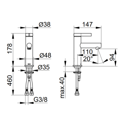 Keuco IXMO Pure 100 praustuvo maišytuvas, pasirinkite spalvą