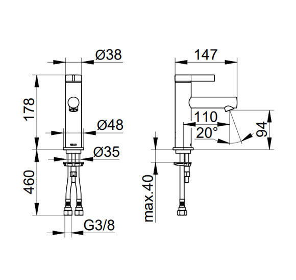 Keuco IXMO Pure 100 praustuvo maišytuvas, pasirinkite spalvą