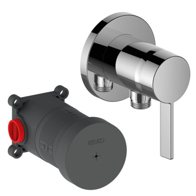 Keuco IXMO solo potinkinio dušo maišytuvo komplektas, su žarnos išvestimi ir apvalia apdaila