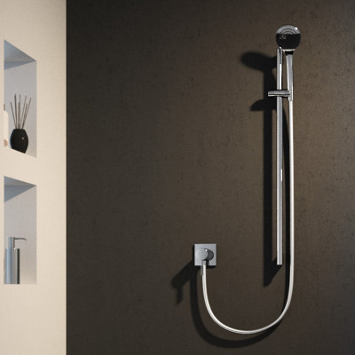 Keuco IXMO solo potinkinio dušo maišytuvo komplektas, su žarnos išvestimi ir kvadratine apdaila