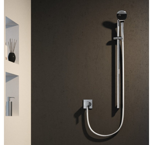 Keuco IXMO solo potinkinio dušo maišytuvo komplektas, su žarnos išvestimi ir kvadratine apdaila