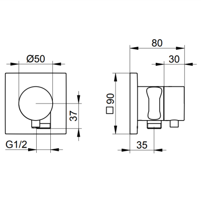 Keuco IXMO dviejų krypčių diverteris su dušo žarnos išvestimi ir laikikliu, pasirinkite spalvą