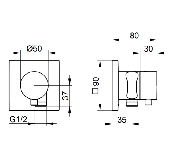 Keuco IXMO dviejų krypčių diverteris su dušo žarnos išvestimi ir laikikliu, pasirinkite spalvą