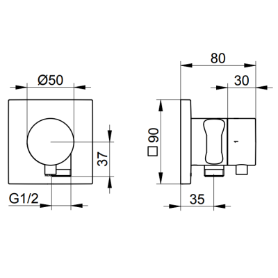 Keuco IXMO dviejų krypčių ir stop diverteris su dušo žarnos išvestimi ir laikikliu, pasirinkite spalvą