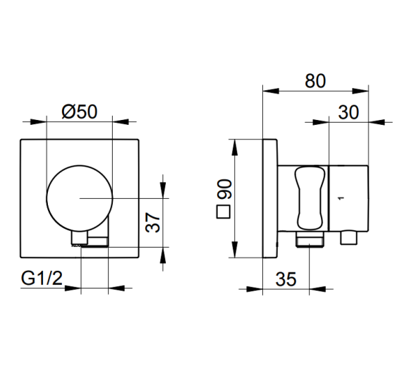 Keuco IXMO dviejų krypčių ir stop diverteris su dušo žarnos išvestimi ir laikikliu, pasirinkite spalvą