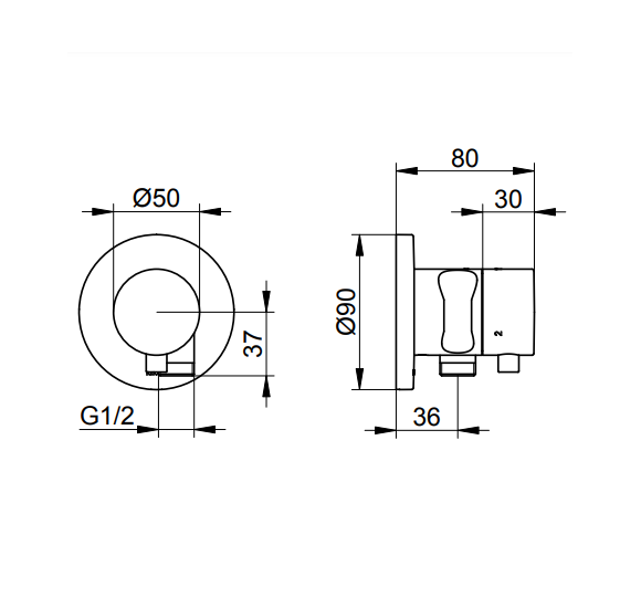 Keuco IXMO trijų krypčių diverteris su dušo žarnos išvestimi ir laikikliu, apvali apdaila, pasirinkite spalvą