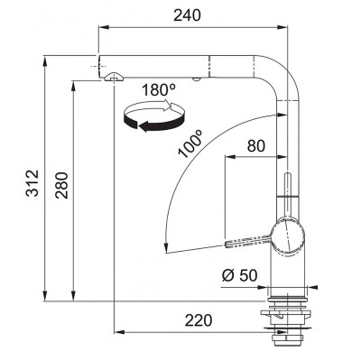 KOMPLEKTAS 3in1 - Franke Active L maišytuvas su ištraukiamu dušeliu, granitine plautuve ir sifonu, juodos matinės spalvos
