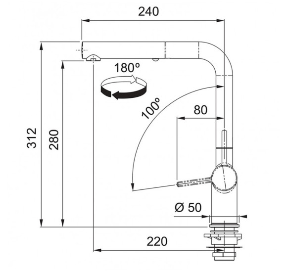 KOMPLEKTAS 3in1 - Franke Active L maišytuvas su ištraukiamu dušeliu, granitine plautuve ir sifonu, juodos matinės spalvos